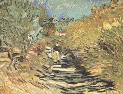 A Road at Sain-Remy with Female Figure (nn04), Vincent Van Gogh